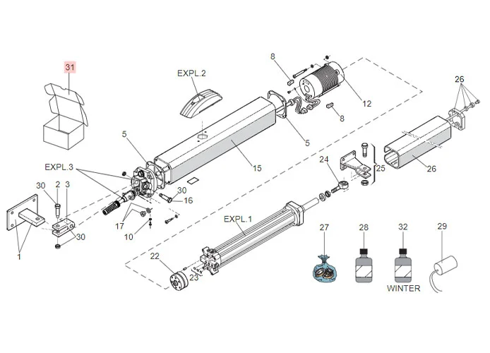 faac imballo attuatori 402/402/422/s450h 63000631