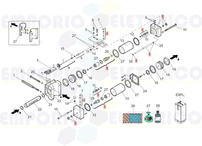 faac ricambio gruppo flange e tubo 760 cr 63003360