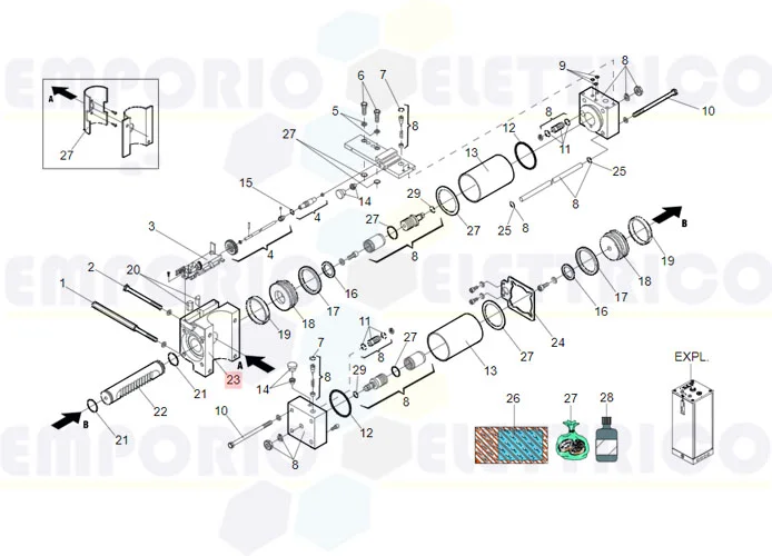 faac ricambio corpo centrale c/sblocco m.760 7160505