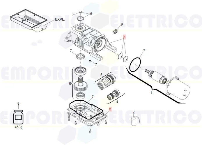 faac ricambio gruppo corpi roller-770 63003369